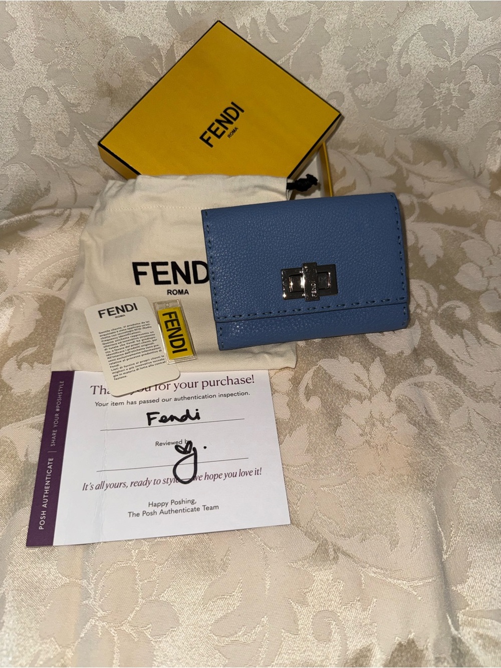 Fendi Blue Selleria Leather wallet - authenticated.